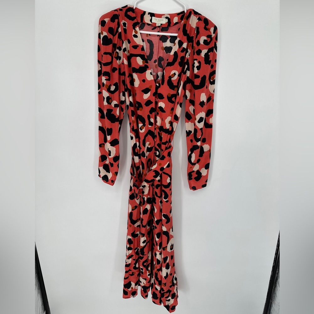 Ted Baker London leopard Print Midi Dress size 2-4